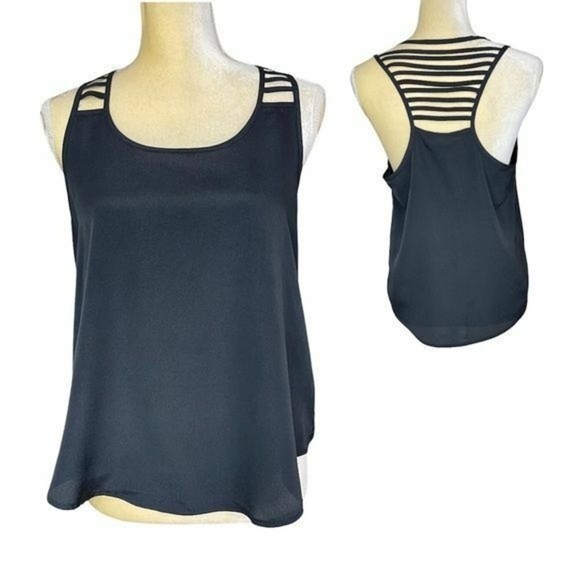 Women Cut Out Back Black Tank Top Sz Medium - Picture 3 of 12